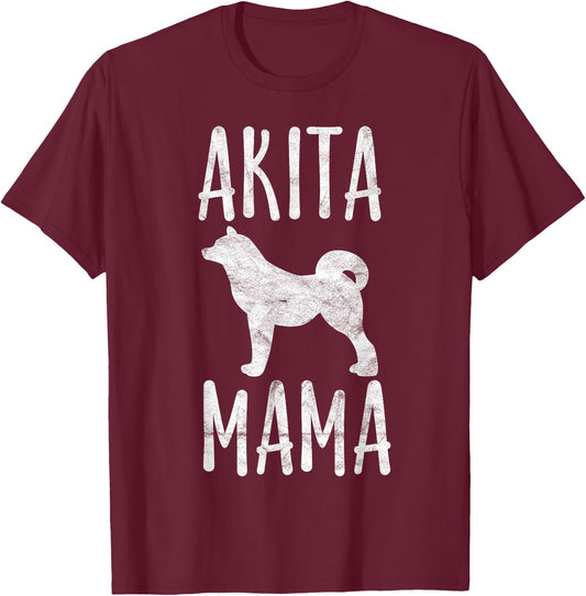 Vintage Akita Mama Gift Akita Mom Pet Dog Owner Mother T-Shirt - T-Shirt | Maroon