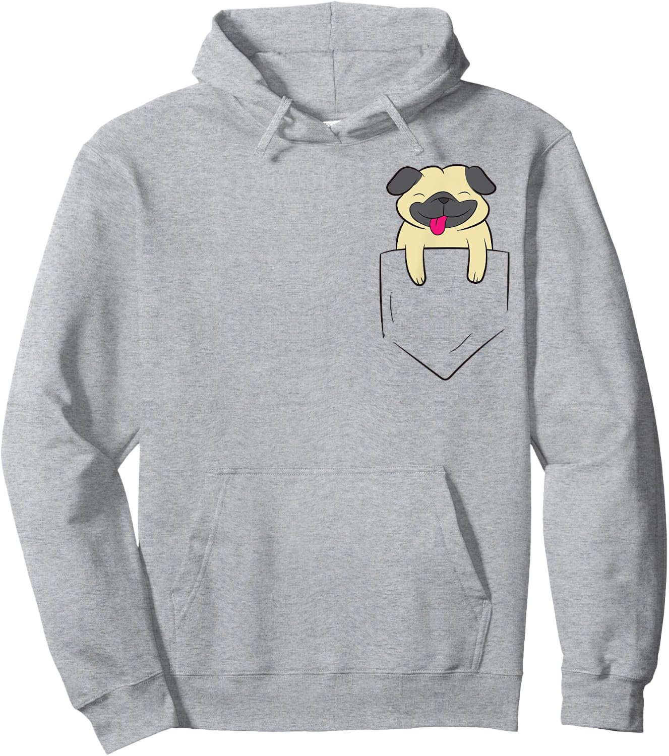 Pug Dog In Pocket Cute Pocket Pug Dog Hoodie - Hoodie | Ash