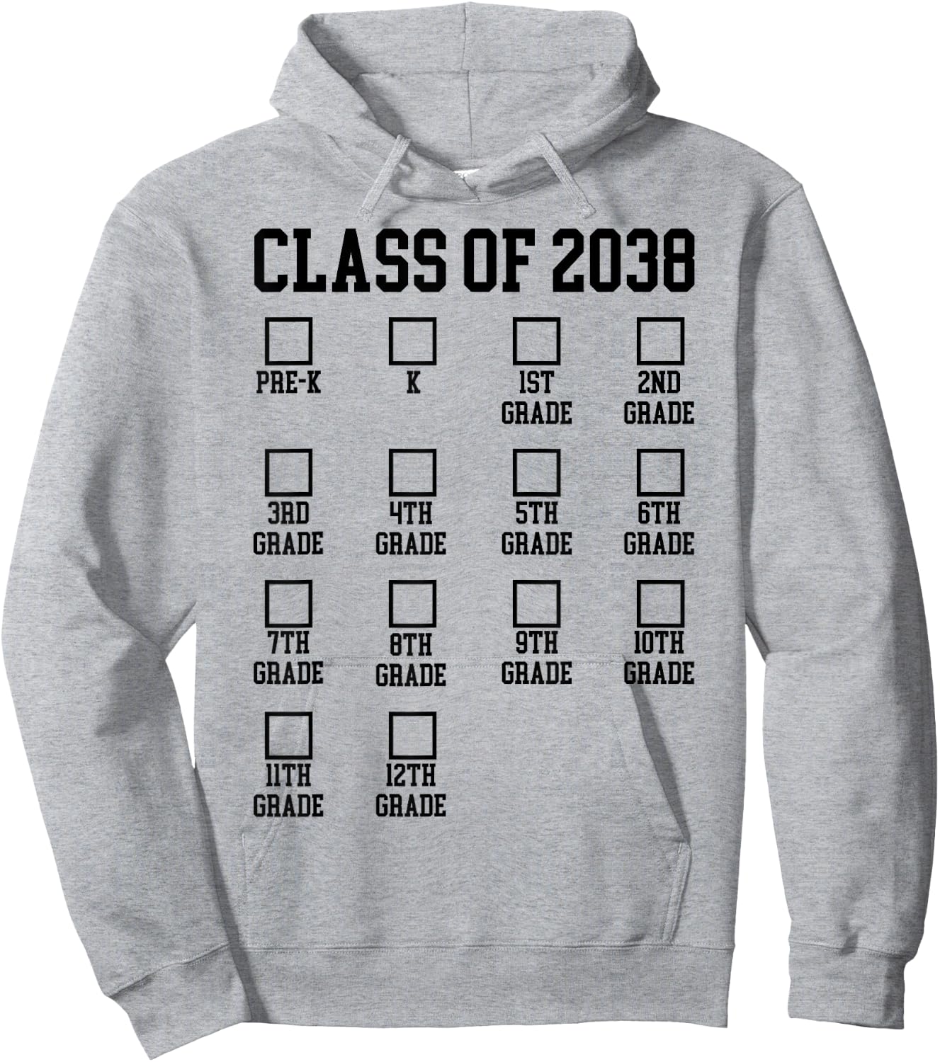Class of 2038 Grow with me Checklist Graduation Hoodie - Hoodie | Ash