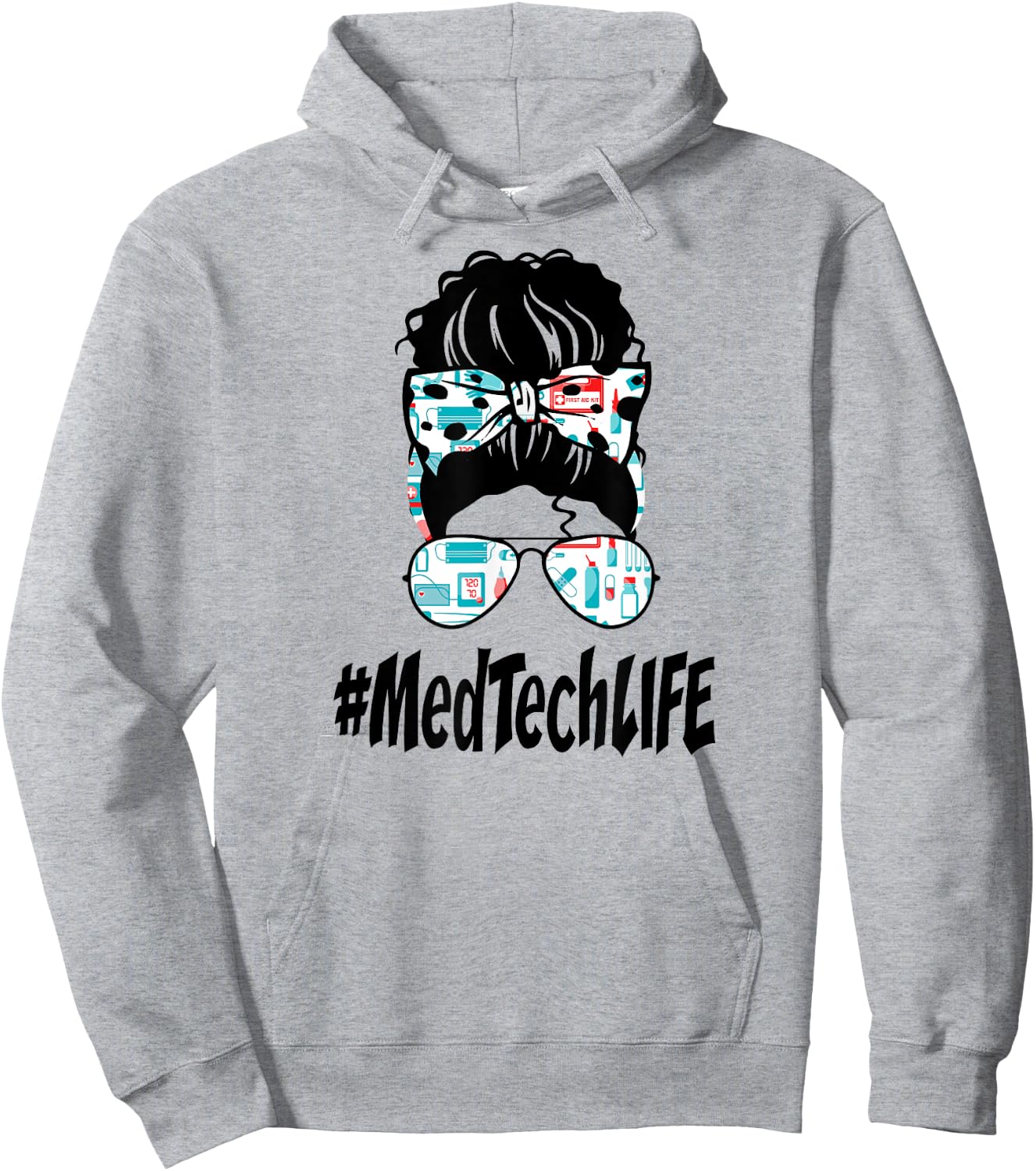 Messy Bun Med Tech LIFE Nurse 2021 Ideas Funny Hoodie - Hoodie | Ash