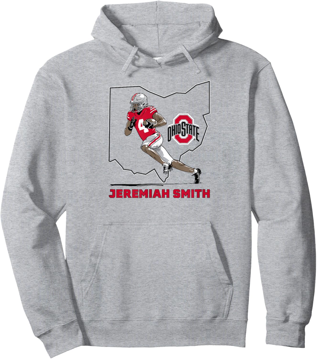 Ohio State Football: Jeremiah Smith State Star Hoodie - Hoodie | Ash