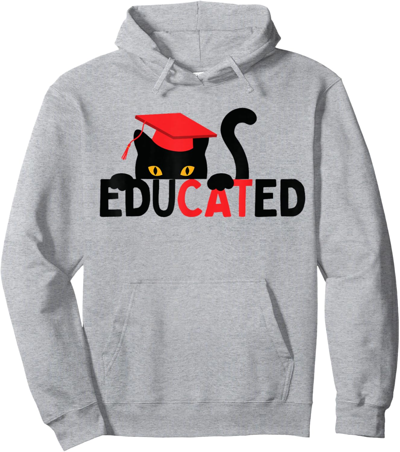 Educated Cat in Graduation Cap Funny Grad Hoodie - Hoodie | Ash