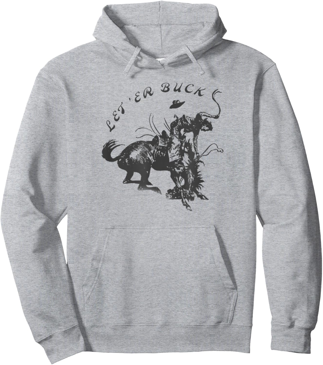 Bucking Bronco Western Cowboy Hoodie - Hoodie | Ash
