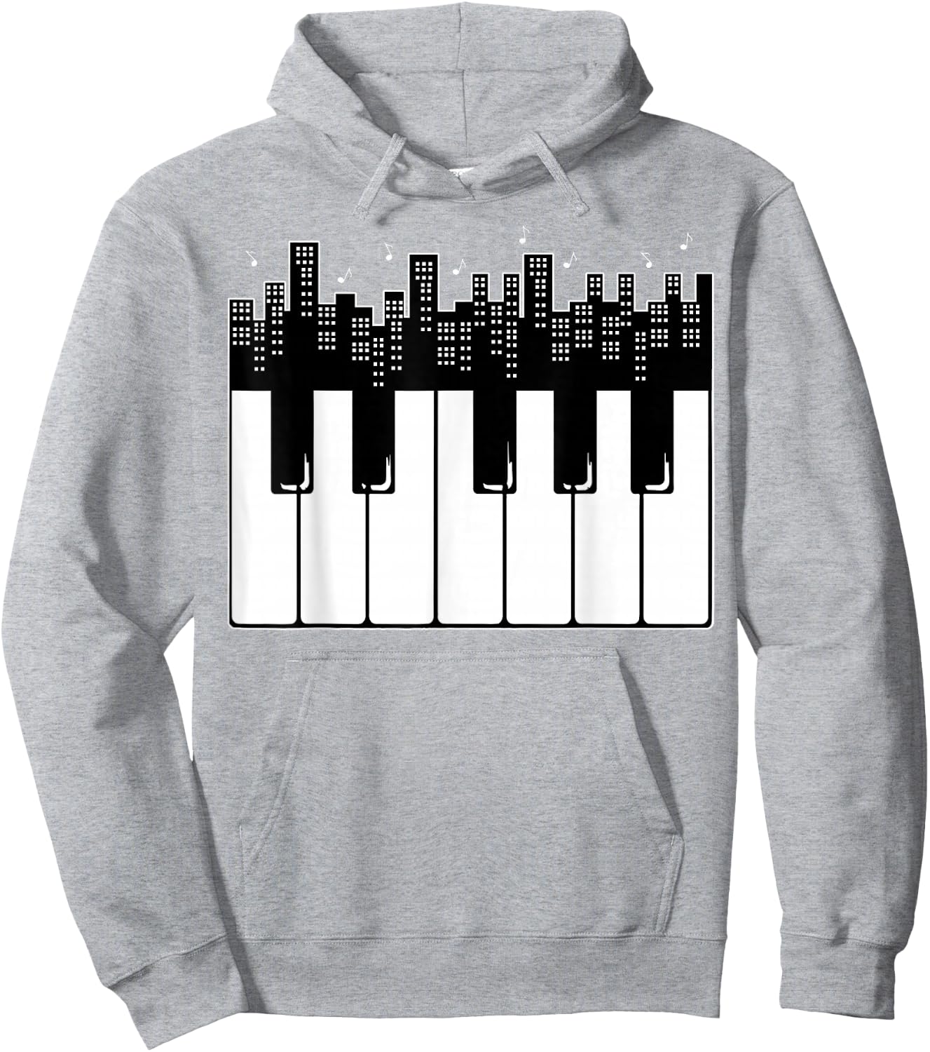 Piano Keyboard Skyline Pianist Music Friend Hoodie - Hoodie | Ash