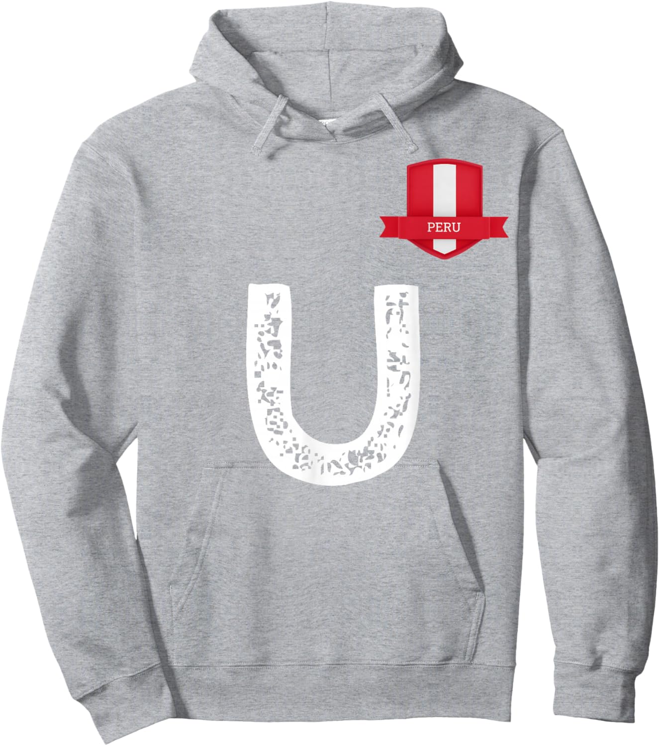 Peru Human-Flag Letter U Peru Hoodie - Hoodie | Ash