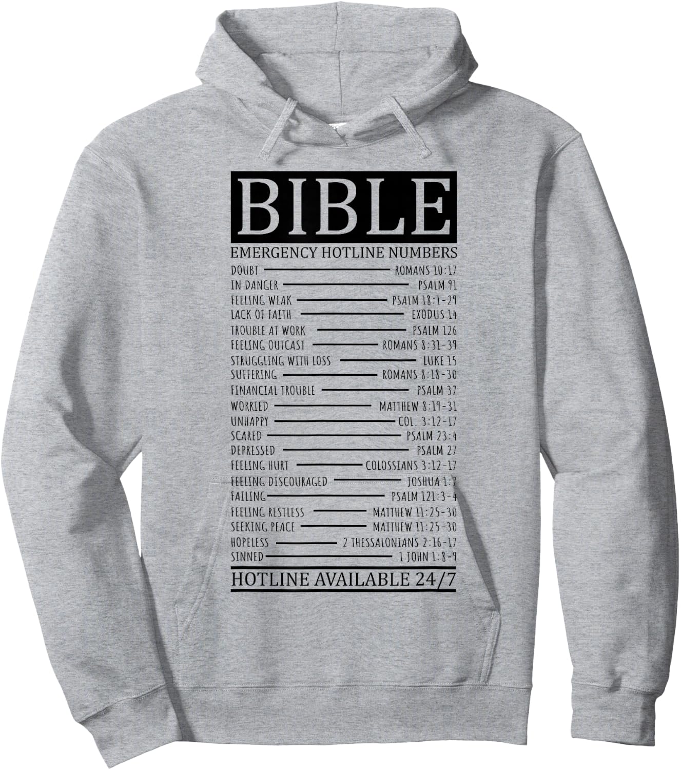 Bible Emergency Hotline Numbers | Christian Hoodie - Hoodie | Ash