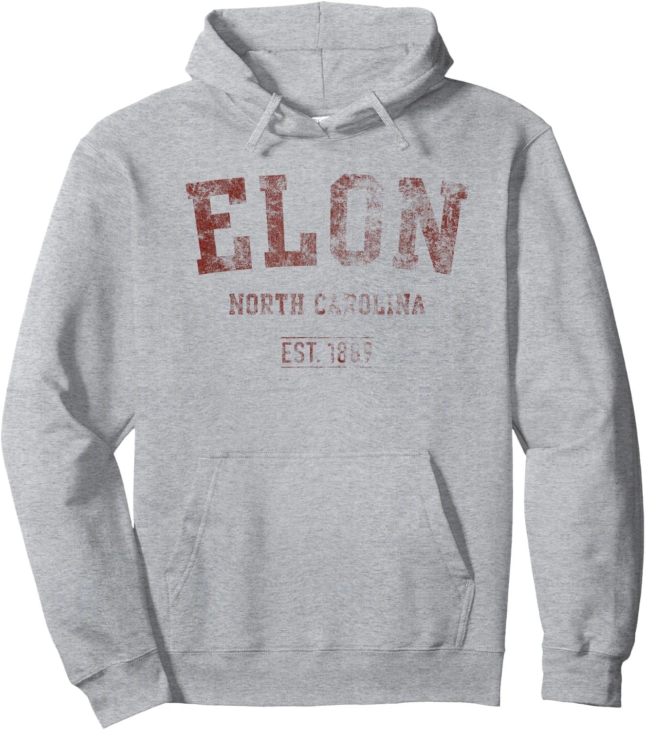 Elon North Carolina Distressed Text Sport Style Hoodie - Hoodie | Ash