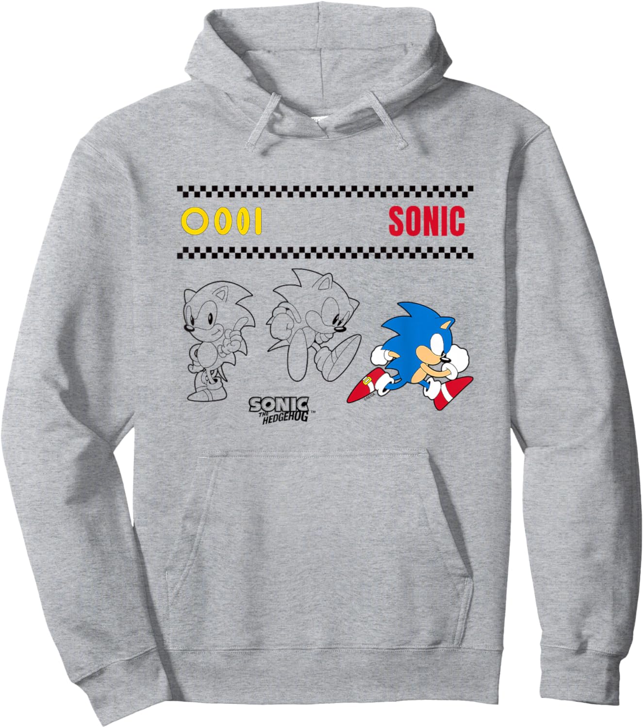 Sonic The Hedgehog Many Poses Cute Sketches Hoodie - Hoodie | Ash