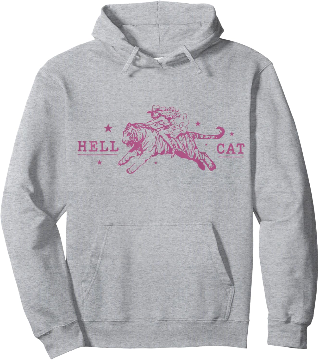 Hell Cat Cowgirl Riding Tiger Vintage Hoodie - Hoodie | Ash