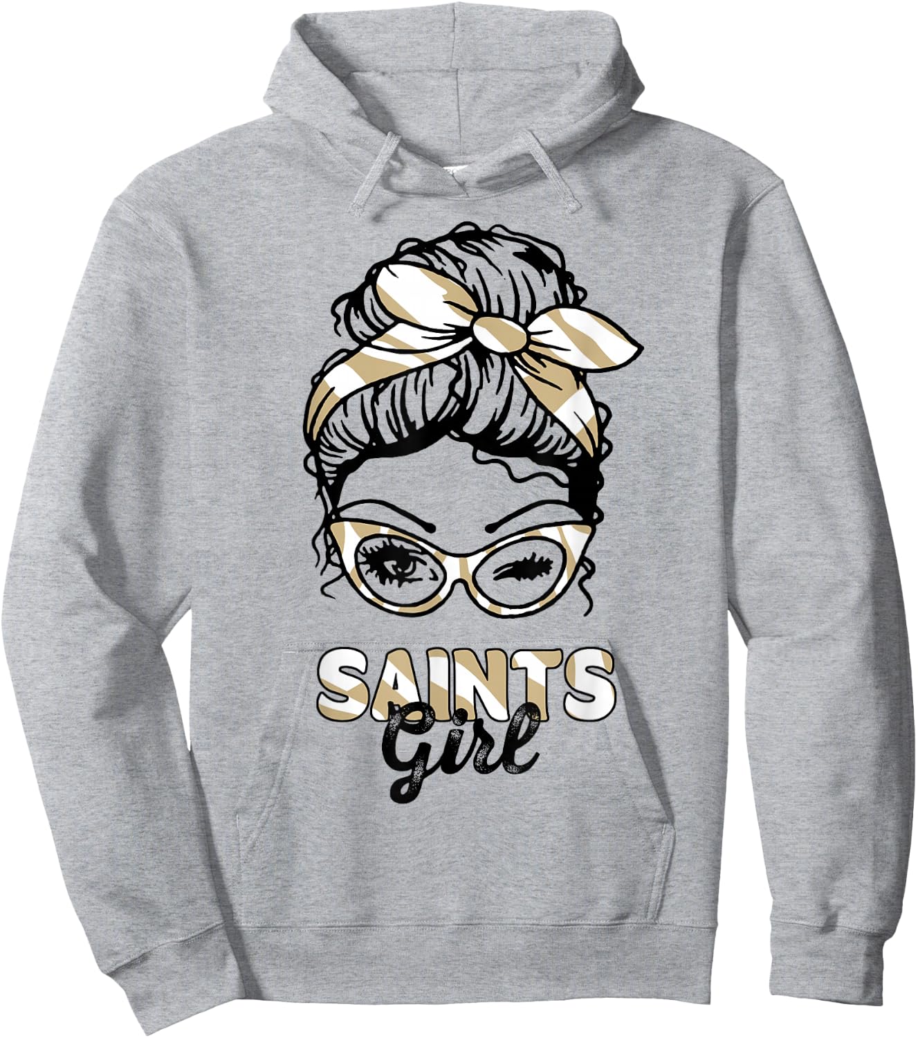 Saints Girl Messy Bun Hoodie - Hoodie | Ash