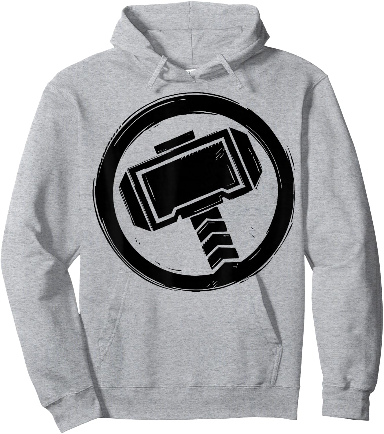 Marvel Thor Woodcut Hammer Logo Hoodie - Hoodie | Ash