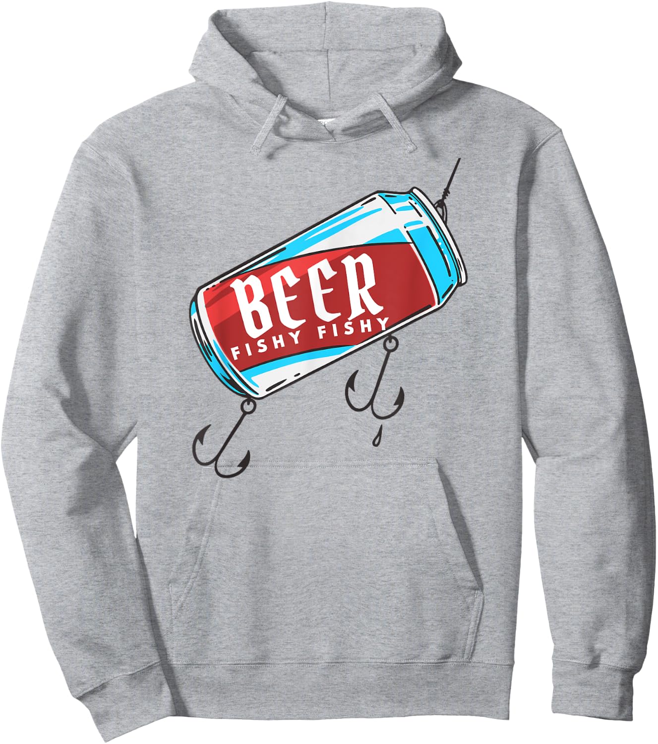 Humor Beer Fishy Fish Hook Hoodie - Hoodie | Ash