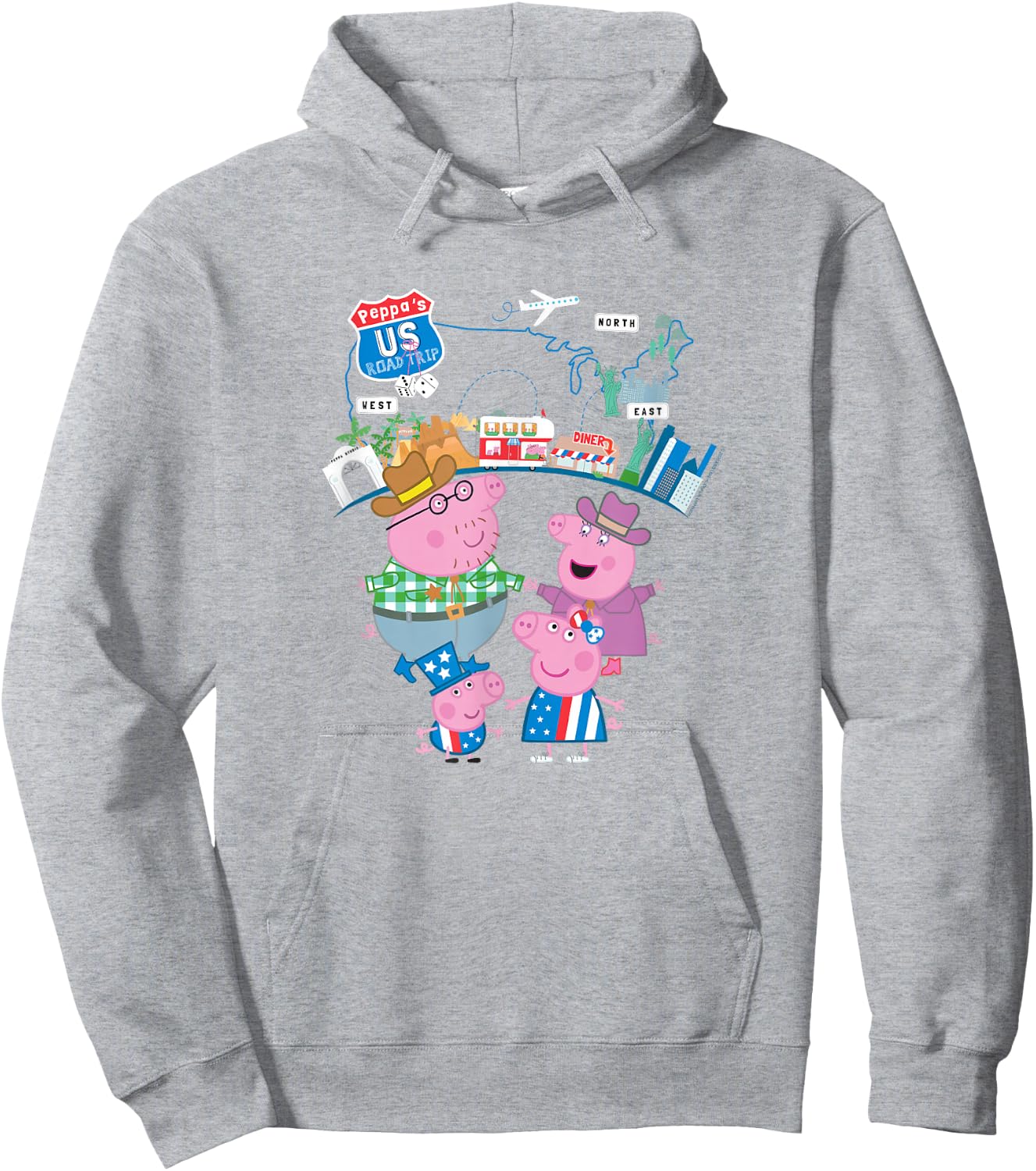 Peppa Pig Visits America US Road Trip Hoodie - Hoodie | Ash