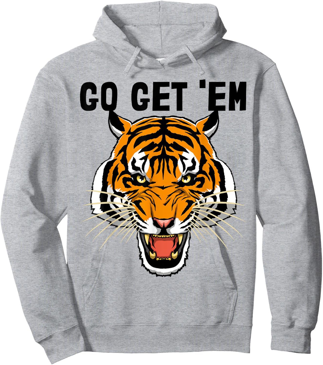 Go Get Em Shirt Roaring Tiger Men's Tiger Face Hoodie - Hoodie | Ash