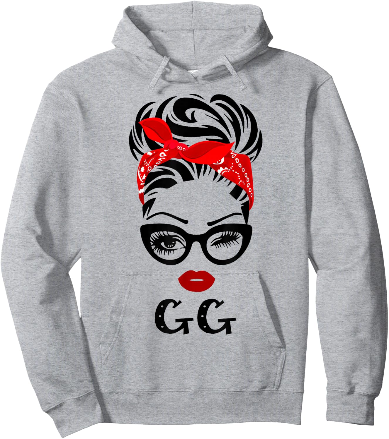 GG Wink Eye Woman Face Gift GG Grandma Hoodie - Hoodie | Ash