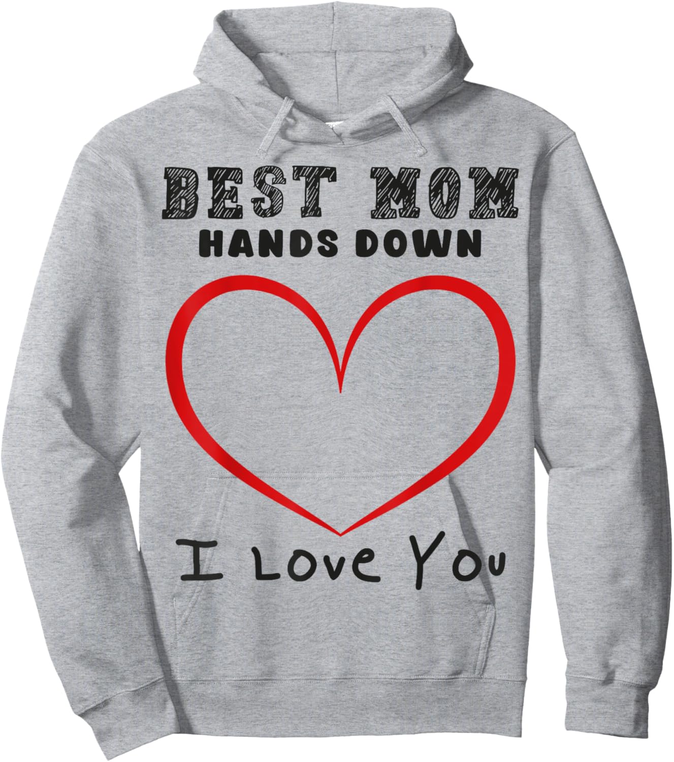 Best Mom Hands Down Handprint Hoodie - Hoodie | Ash