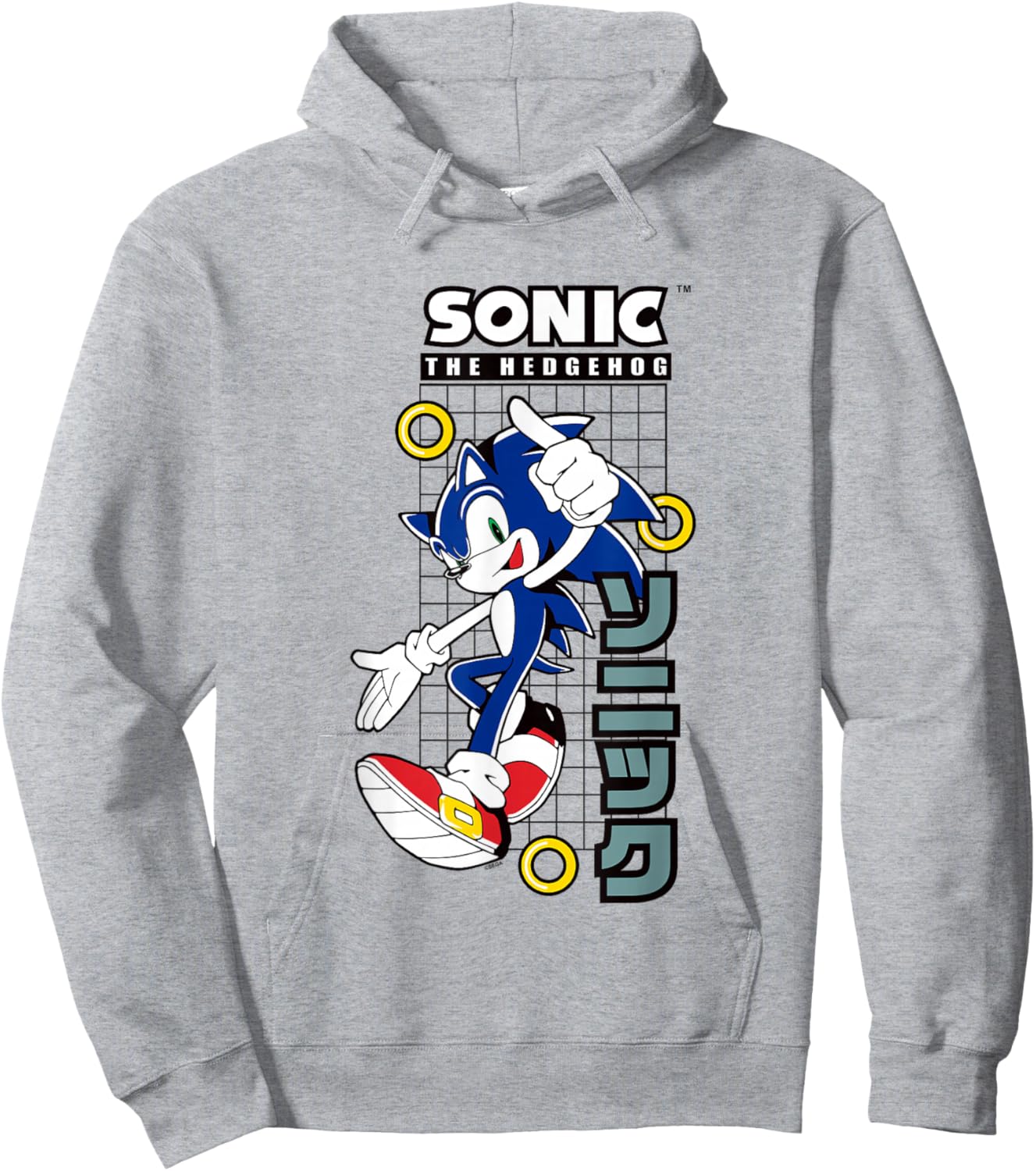 Sonic The Hedgehog Vintage Kanji Action Poster Hoodie - Hoodie | Ash