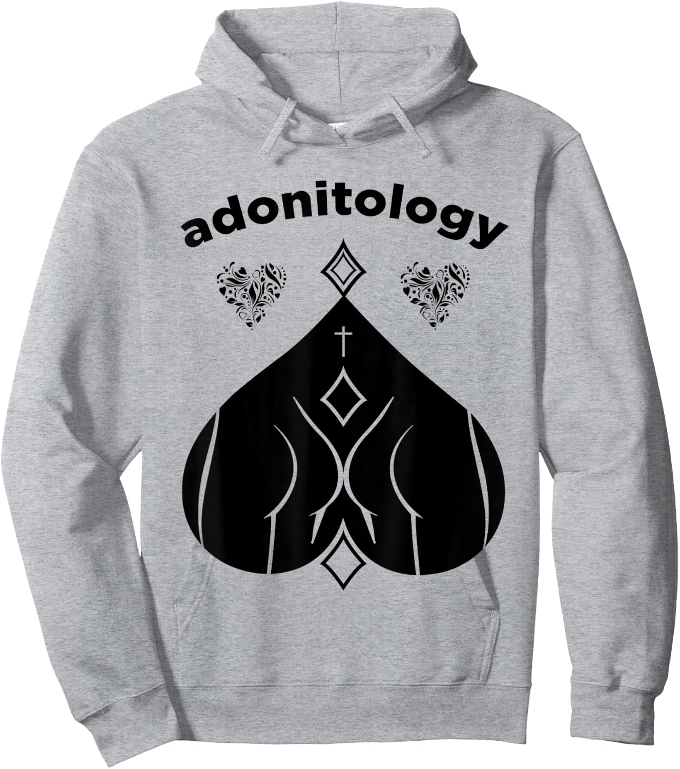 Adonitology Heart Mystic Butt Sacred Geometry Hoodie - Hoodie | Ash