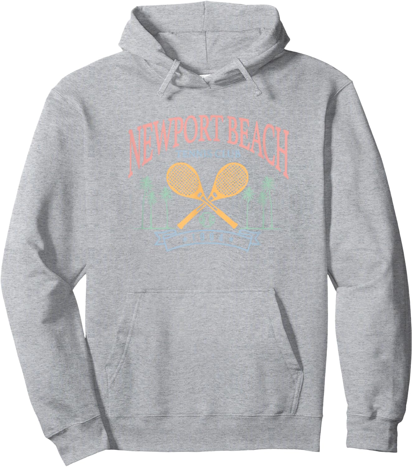 Newport Beach Tennis Club Crossed Racquets Hoodie - Hoodie | Ash