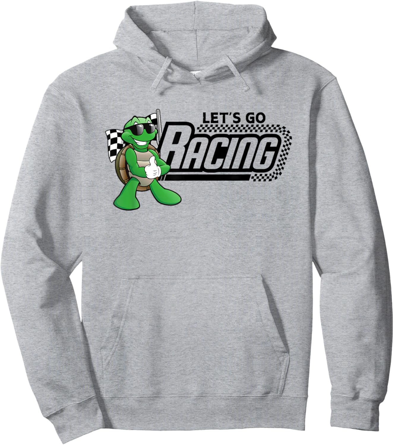 Turtle Races Racing Turtles Checkered Flag Hoodie - Hoodie | Ash