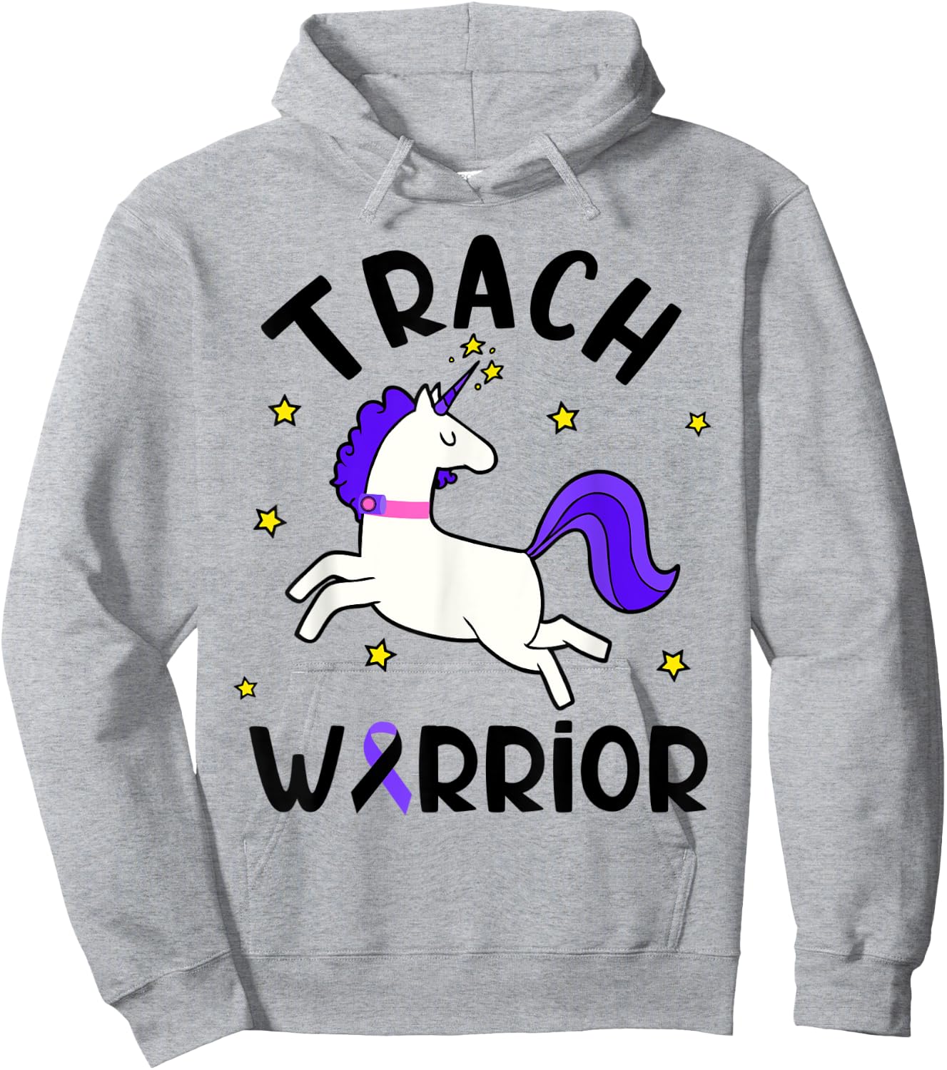 Trach Warrior Tracheostomy Awareness Unicorn Hoodie - Hoodie | Ash