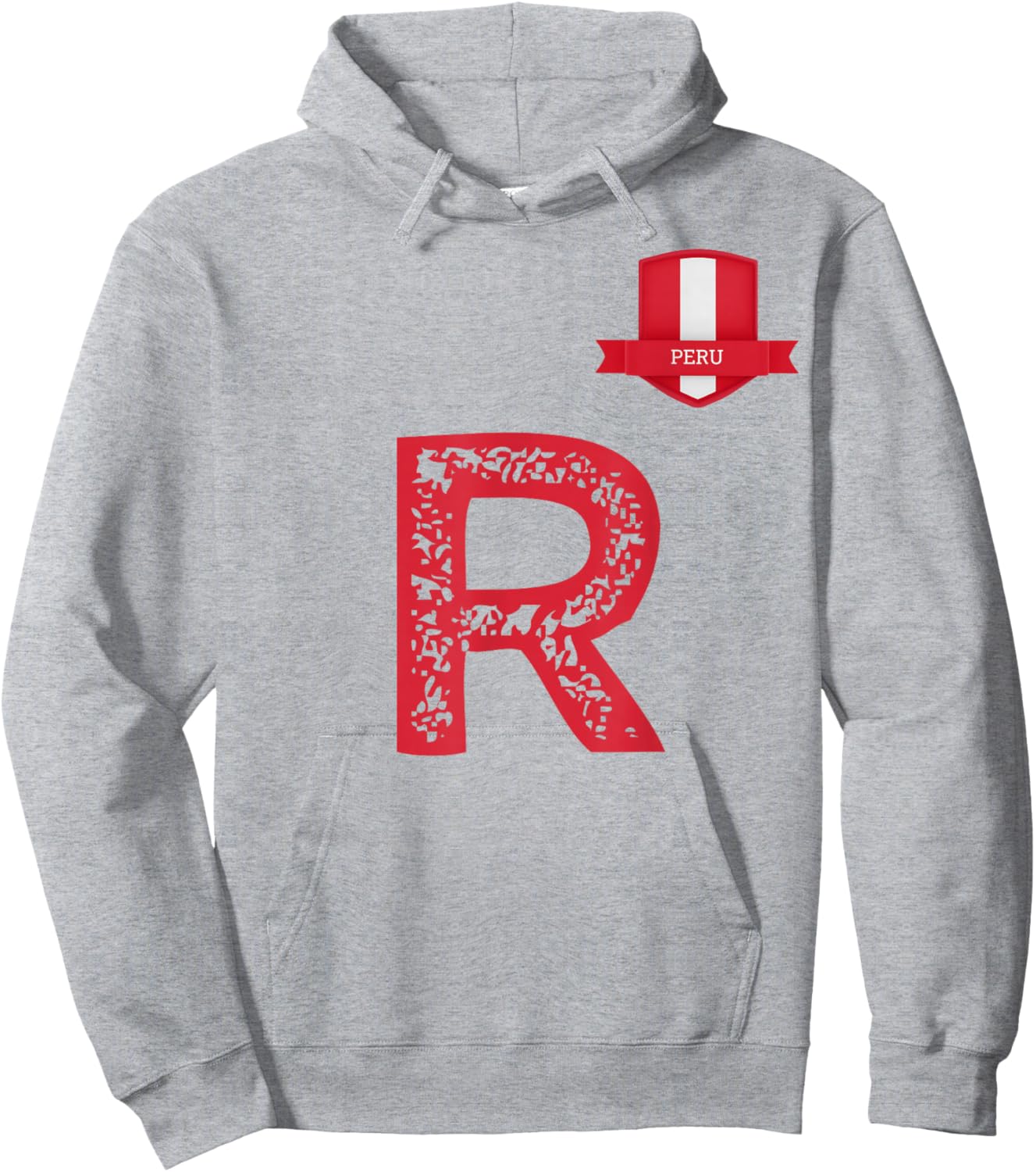 Peru Human Flag Letter R Peru Hoodie - Hoodie | Ash