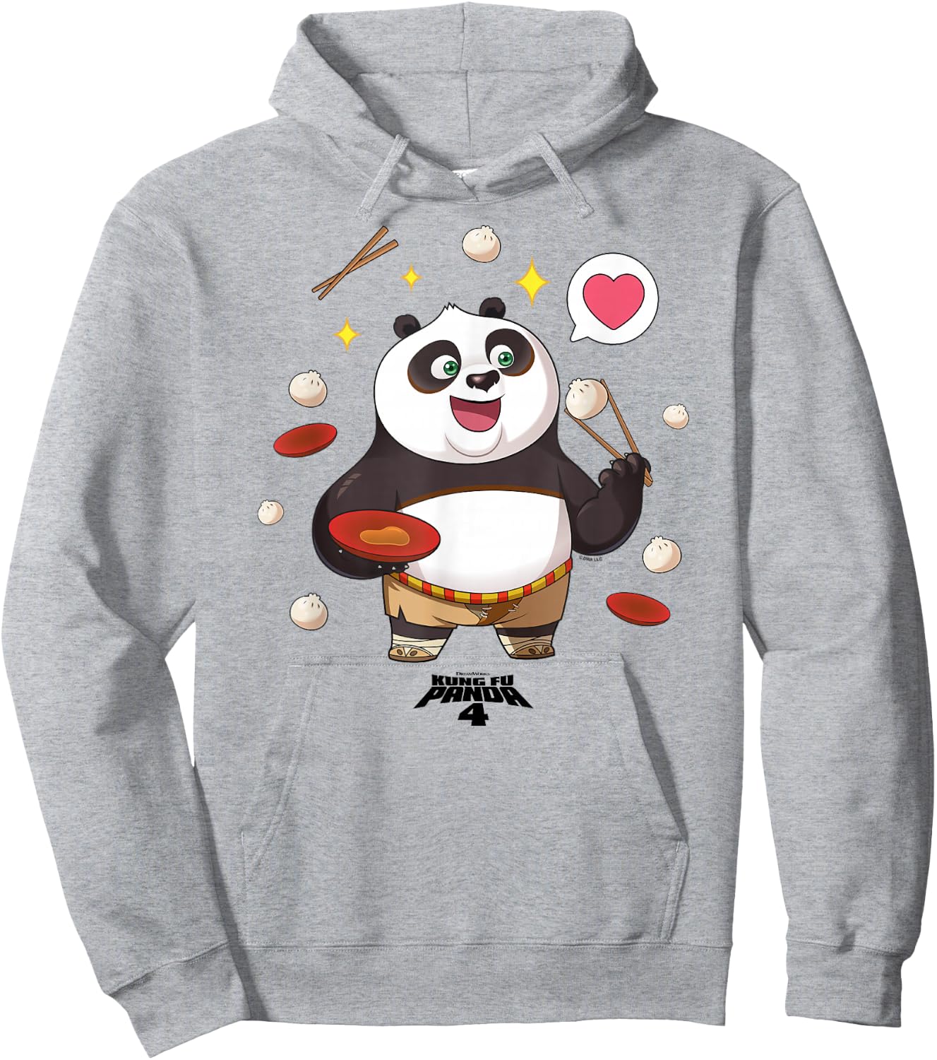 Kung Fu Panda 4 Cute Chibi Po Eating Dumplings Hoodie - Hoodie | Ash
