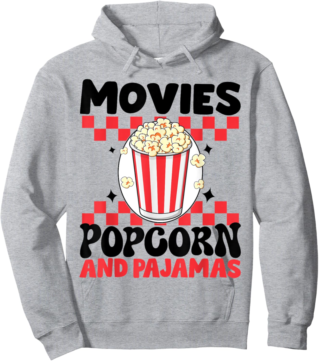 Movies Popcorn And Pajamas Funny Popcorn Movie Hoodie - Hoodie | Ash