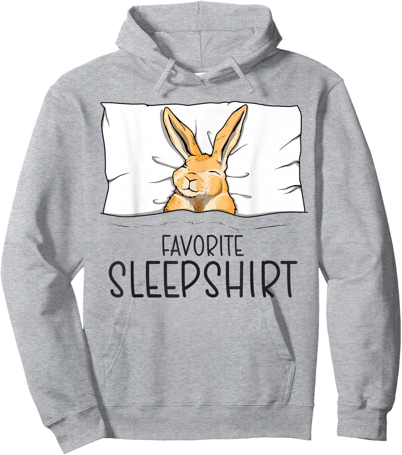 Favorite Sleepshirt, Napping Rabbit Pajama Hoodie - Hoodie | Ash