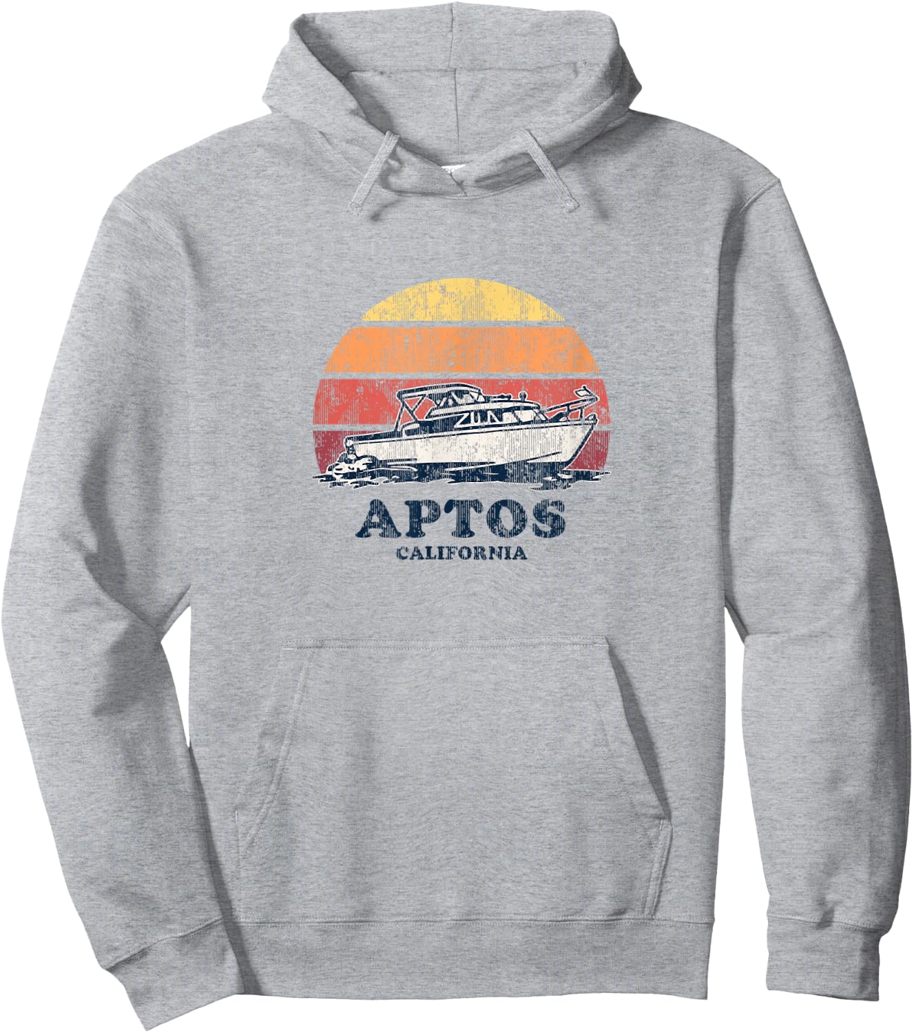 Aptos CA Vintage Boating 70s Retro Boat Design Hoodie - Hoodie | Ash