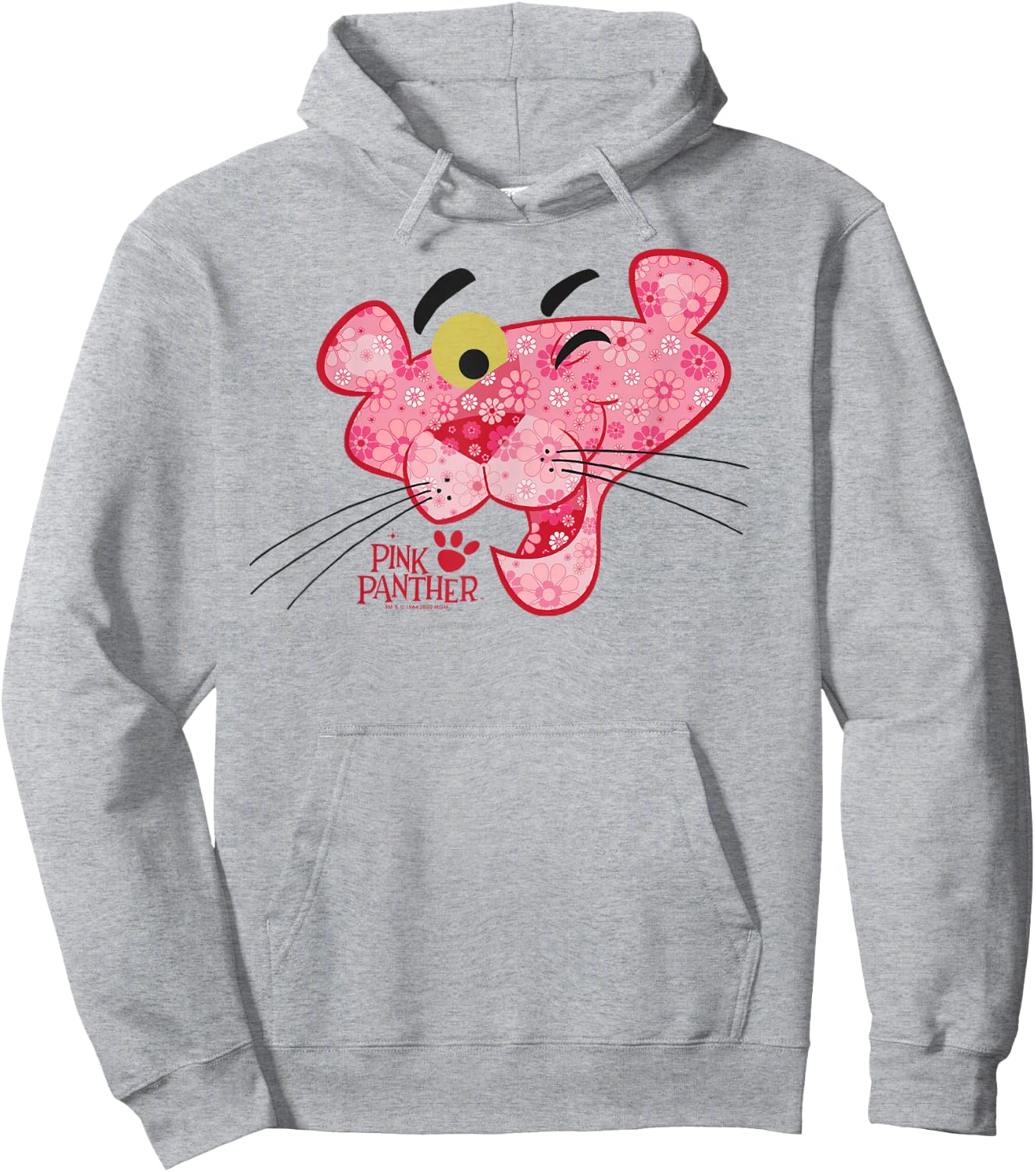 The Pink Panther Floral Fill Big Face Hoodie - Hoodie | Ash