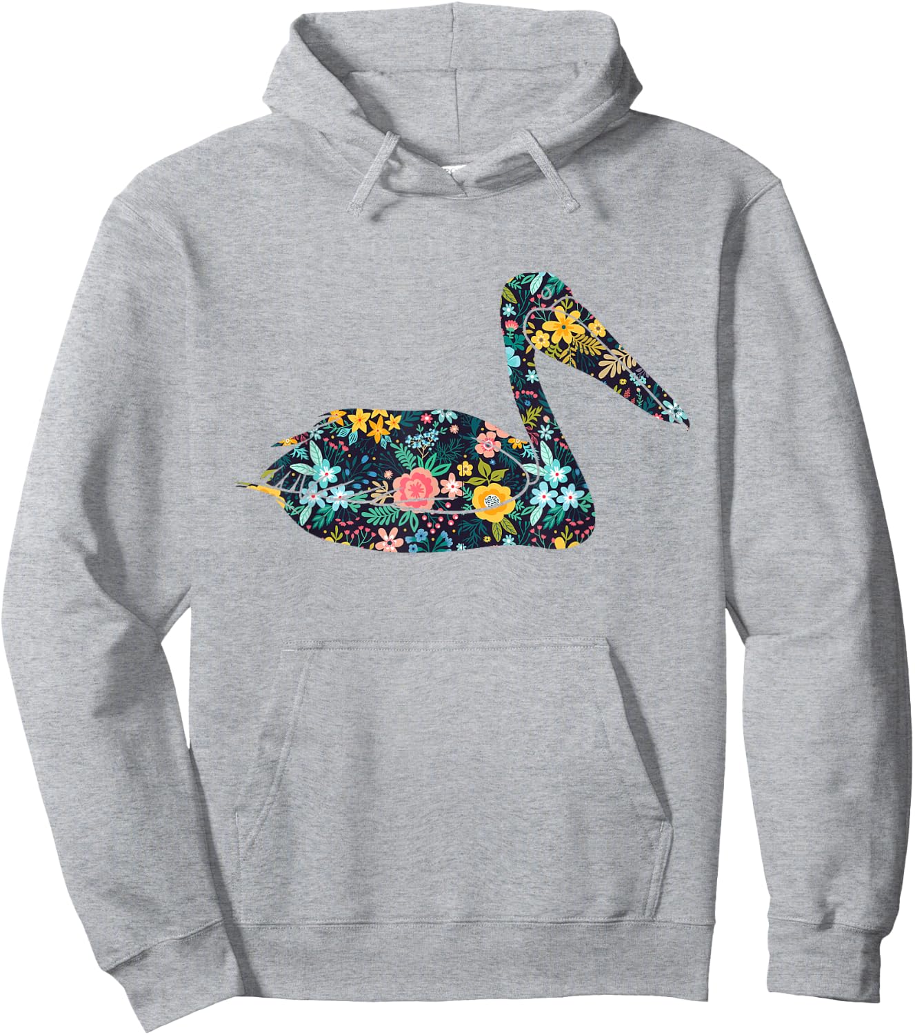 Floral Pelican Silhouette Girls Graphic Hoodie - Hoodie | Ash