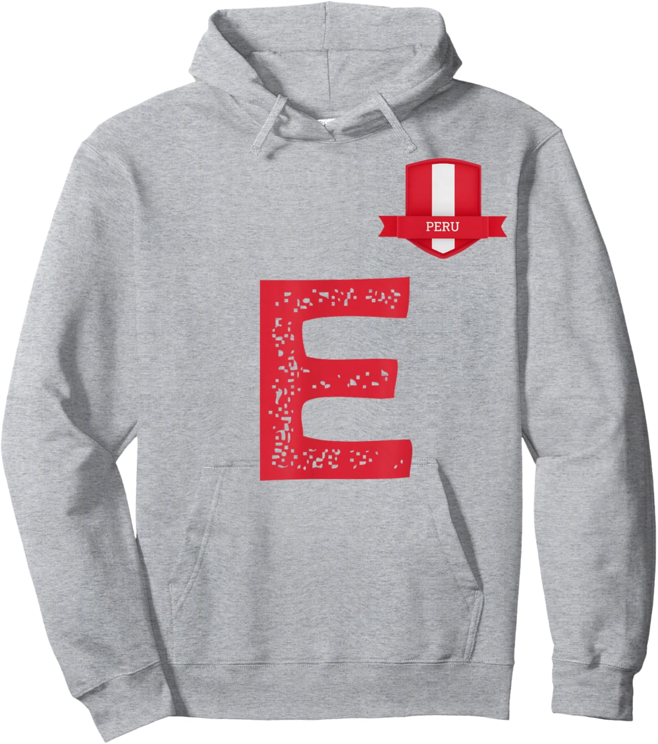 Peru Human Flag Letter E Peru Hoodie - Hoodie | Ash