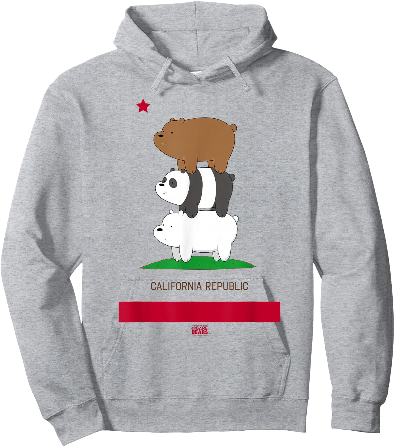 We Bare Bears California Flag Hoodie - Hoodie | Ash