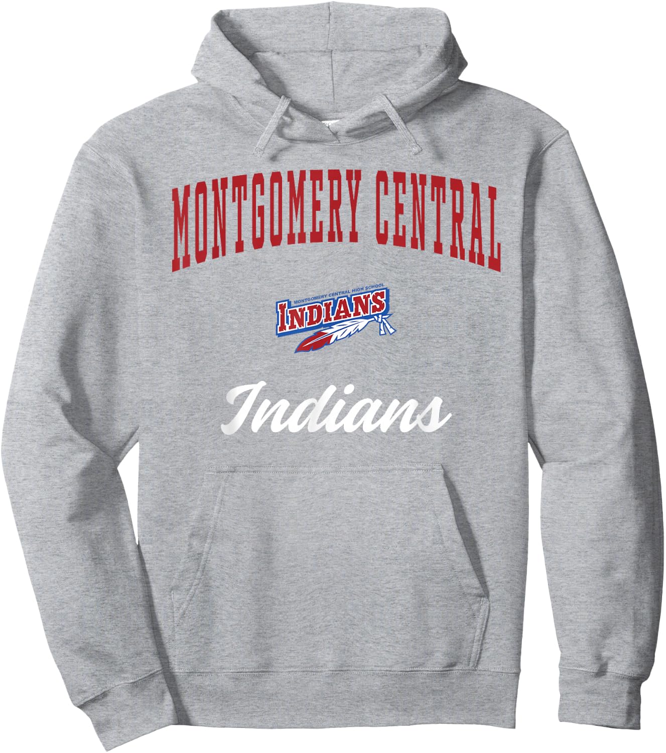 Montgomery Central High School Indians Hoodie - Hoodie | Ash