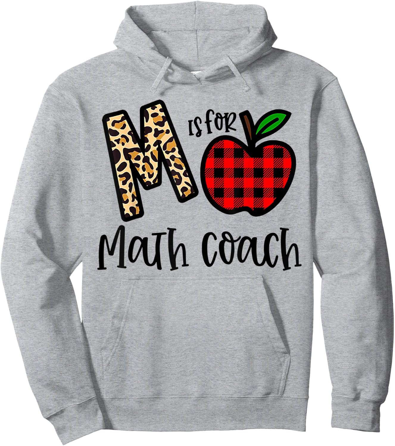 M Is For Math Coach Leopard Apple Red Plain Hoodie - Hoodie | Ash