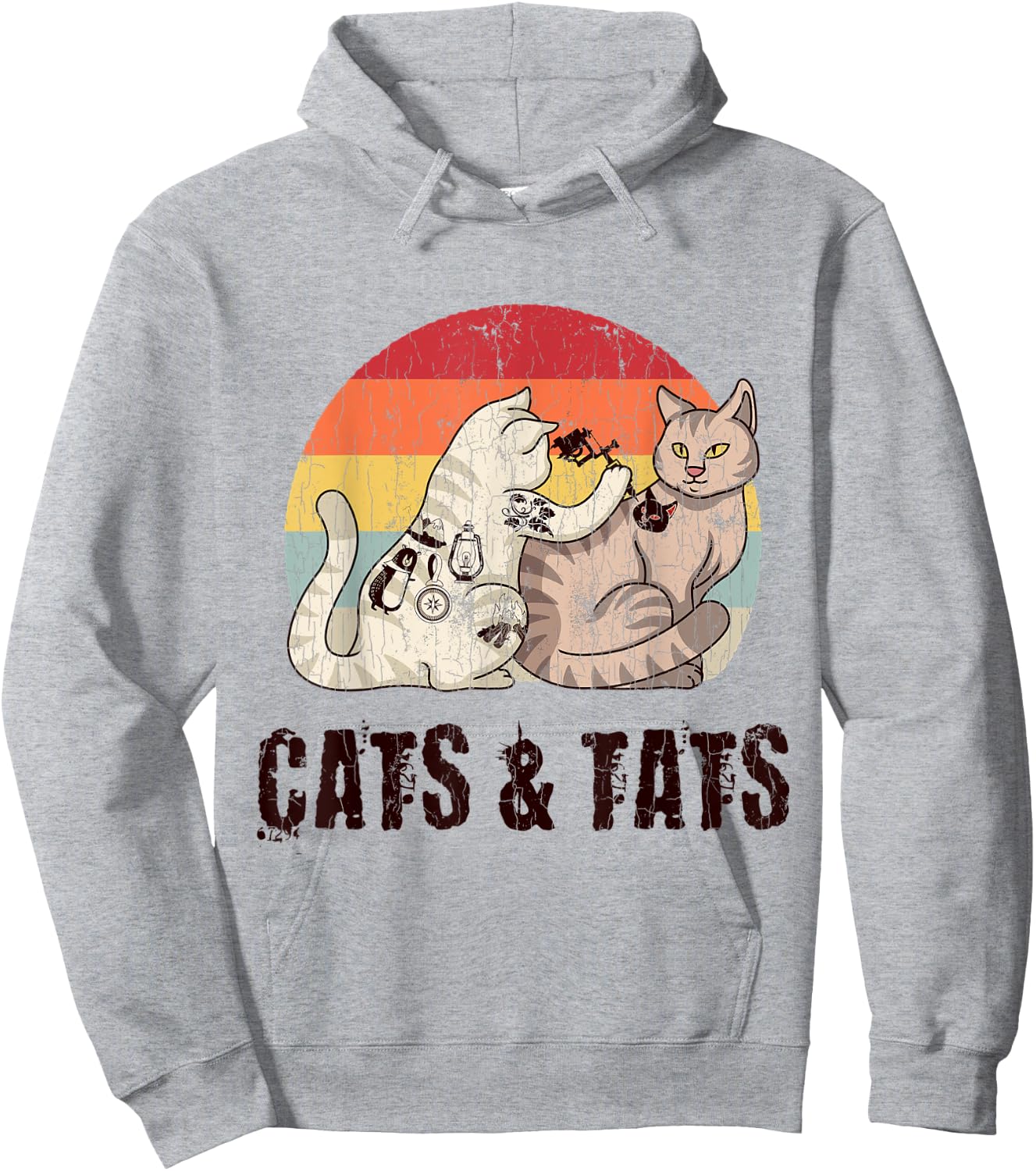 Cats And Tats Tattoo Cute Funny Gift Hoodie - Hoodie | Ash