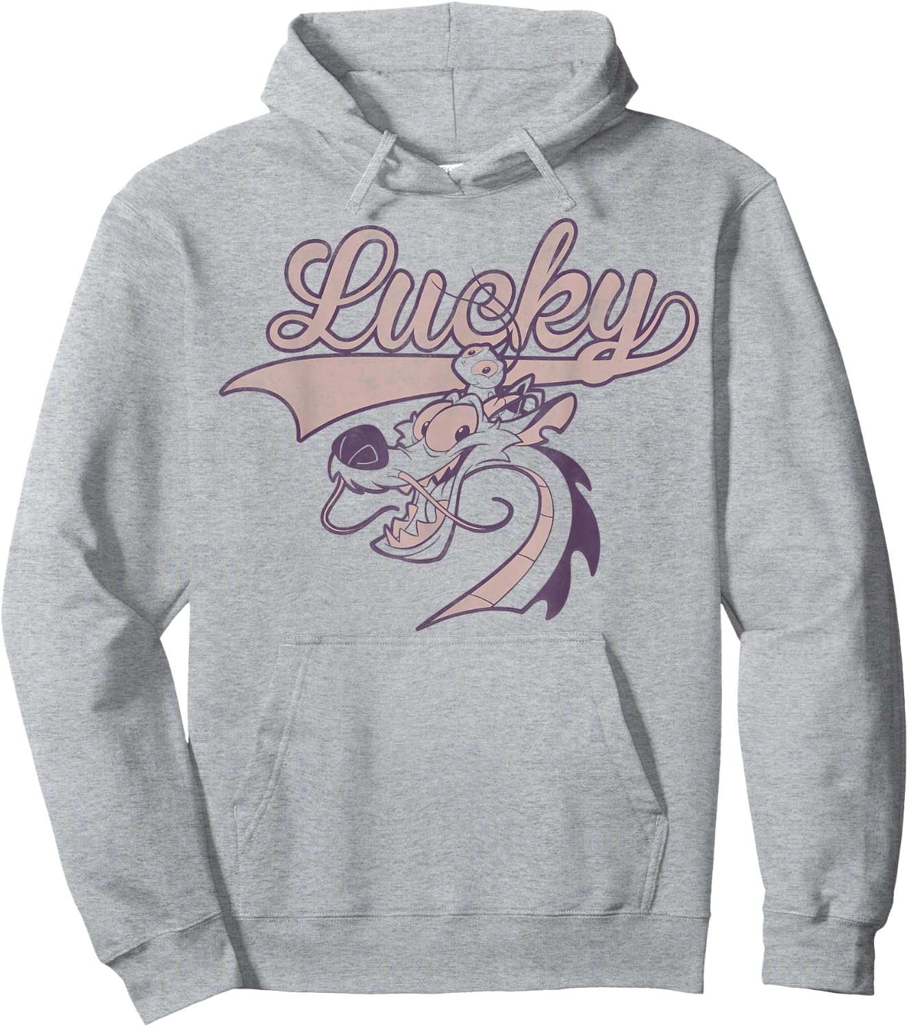 Disney Mulan Mushu and CRI-Kee Lucky Portrait Hoodie - Hoodie | Ash