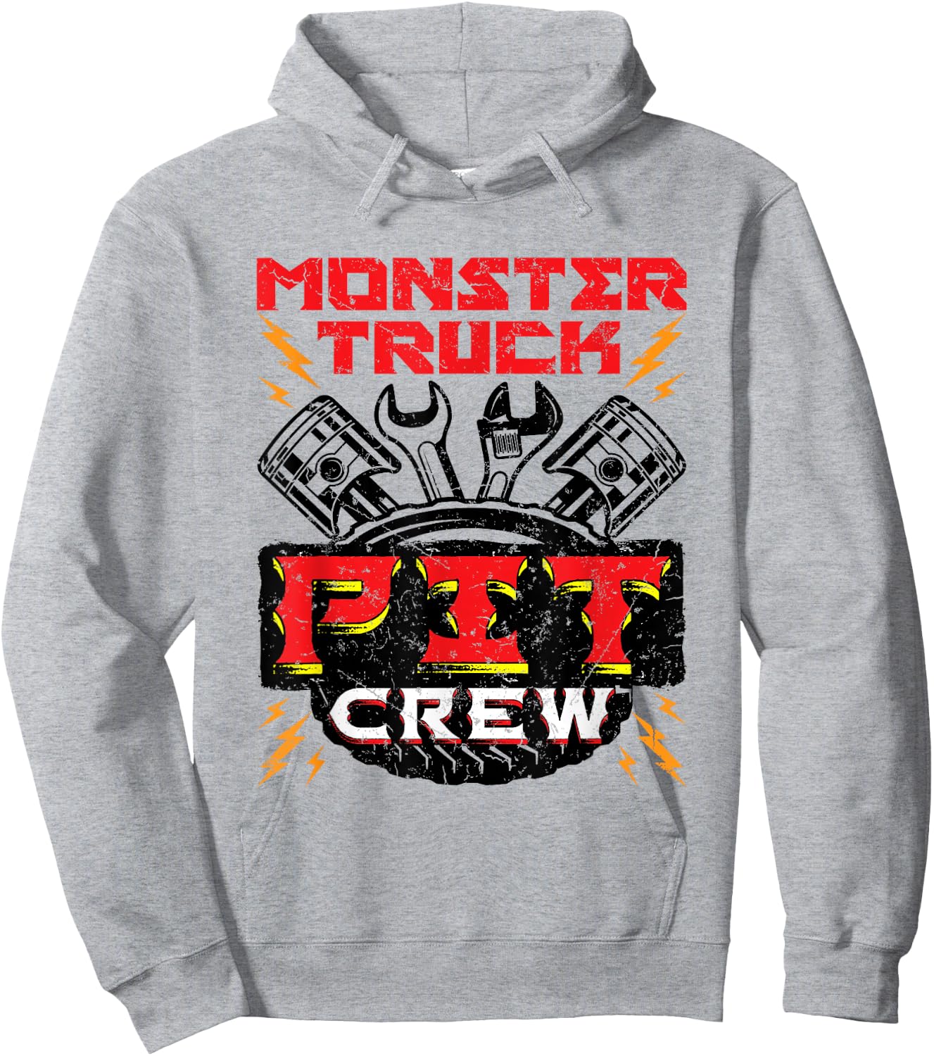 Monster Truck Pit Crew Men Boys Jam Rally Hoodie - Hoodie | Ash