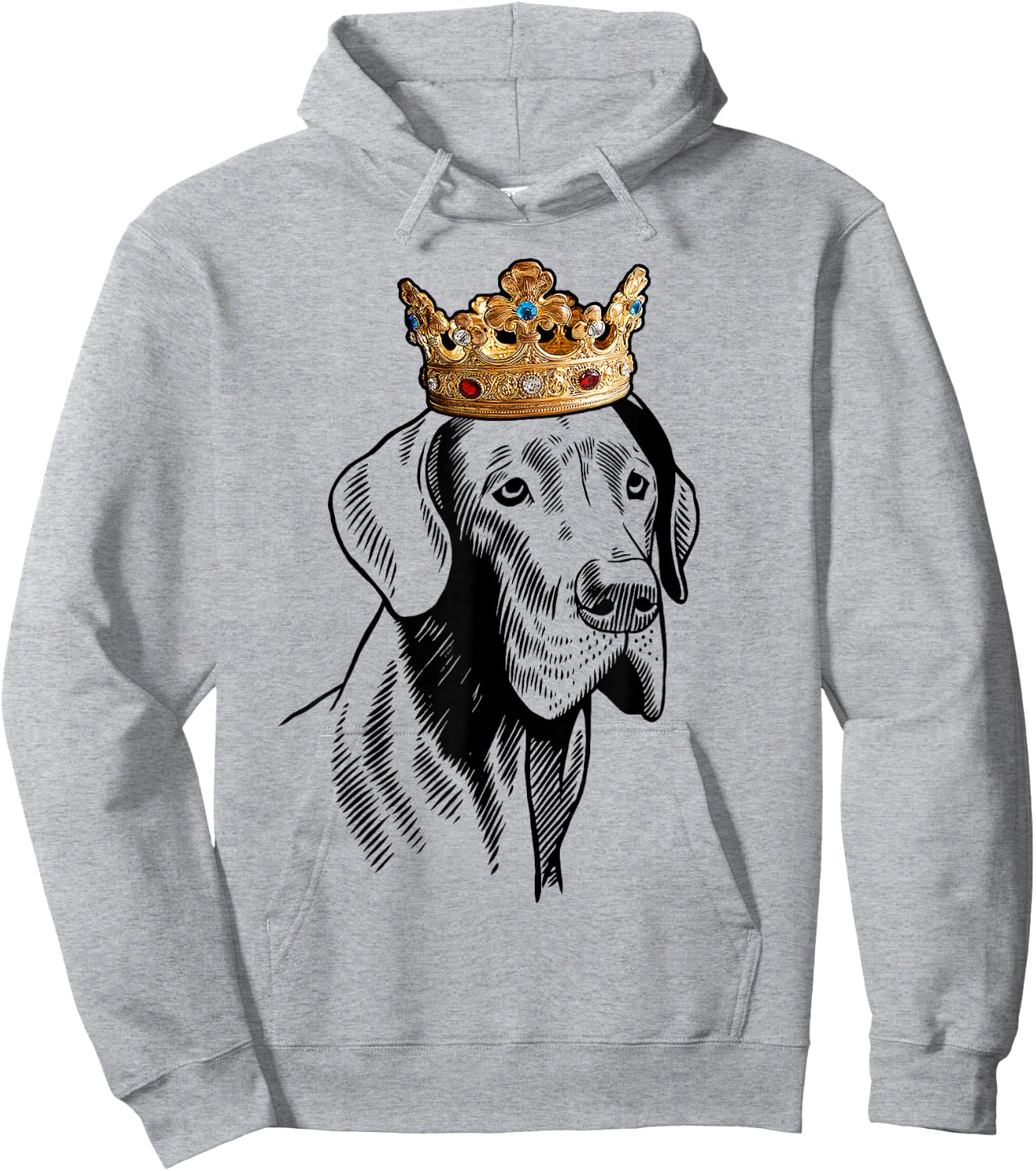 Great Dane Dog Wearing Crown Hoodie - Hoodie | Ash