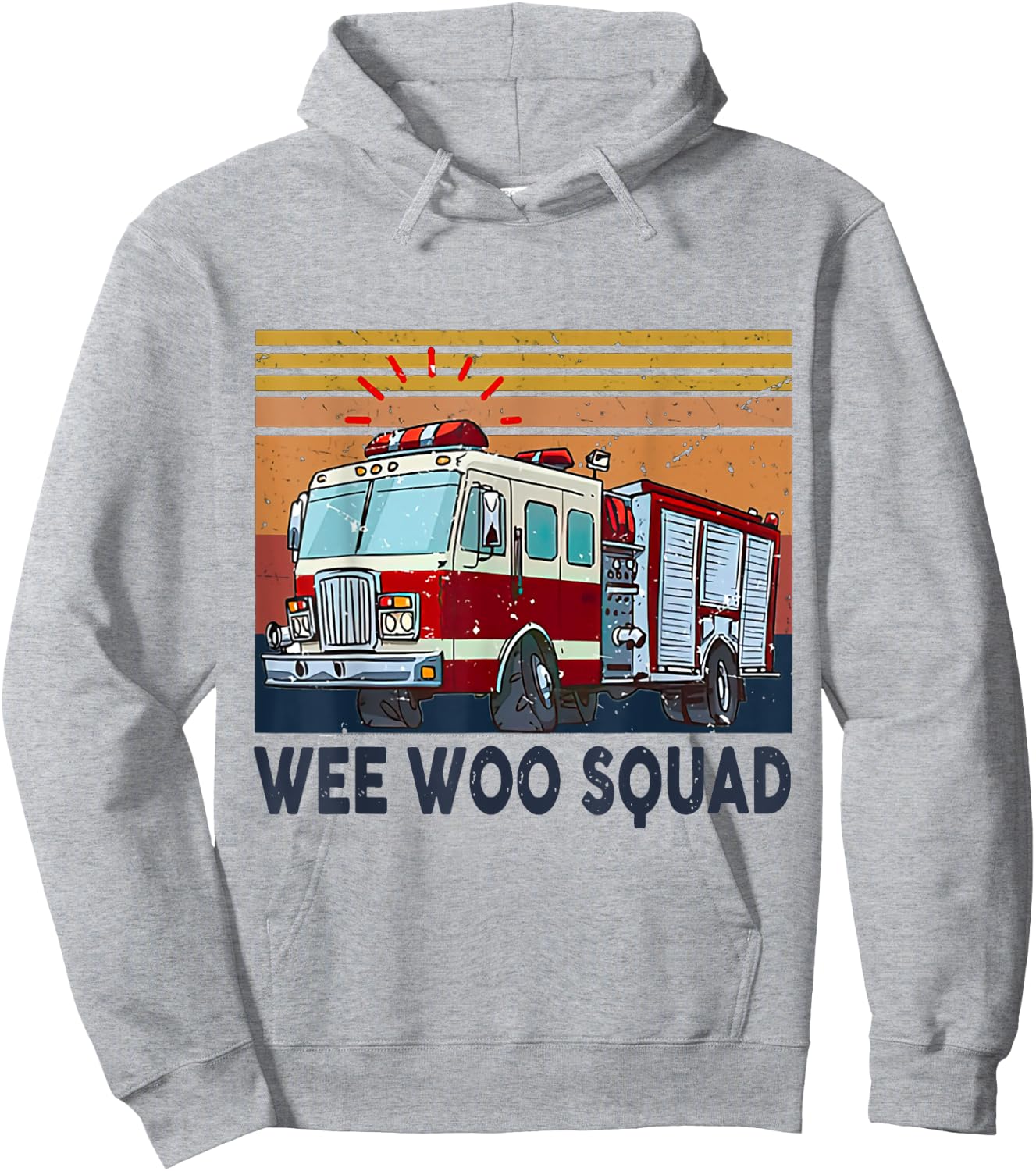 Wee Woo Squad Fire Truck Firefighter Vintage Hoodie - Hoodie | Ash