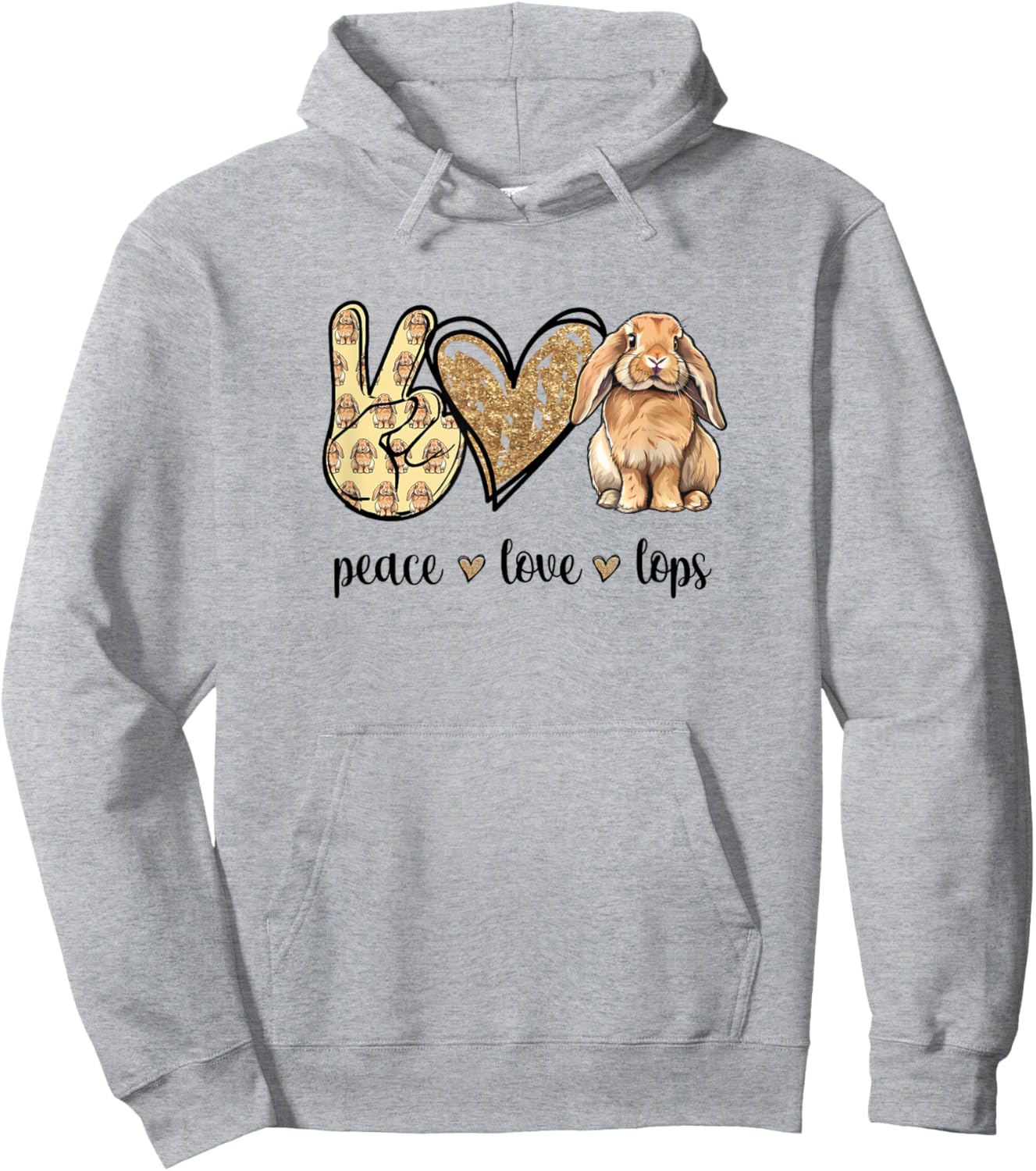 Peace Love Mini Holland Lop Bunny Rabbit Lover Hoodie - Hoodie | Ash