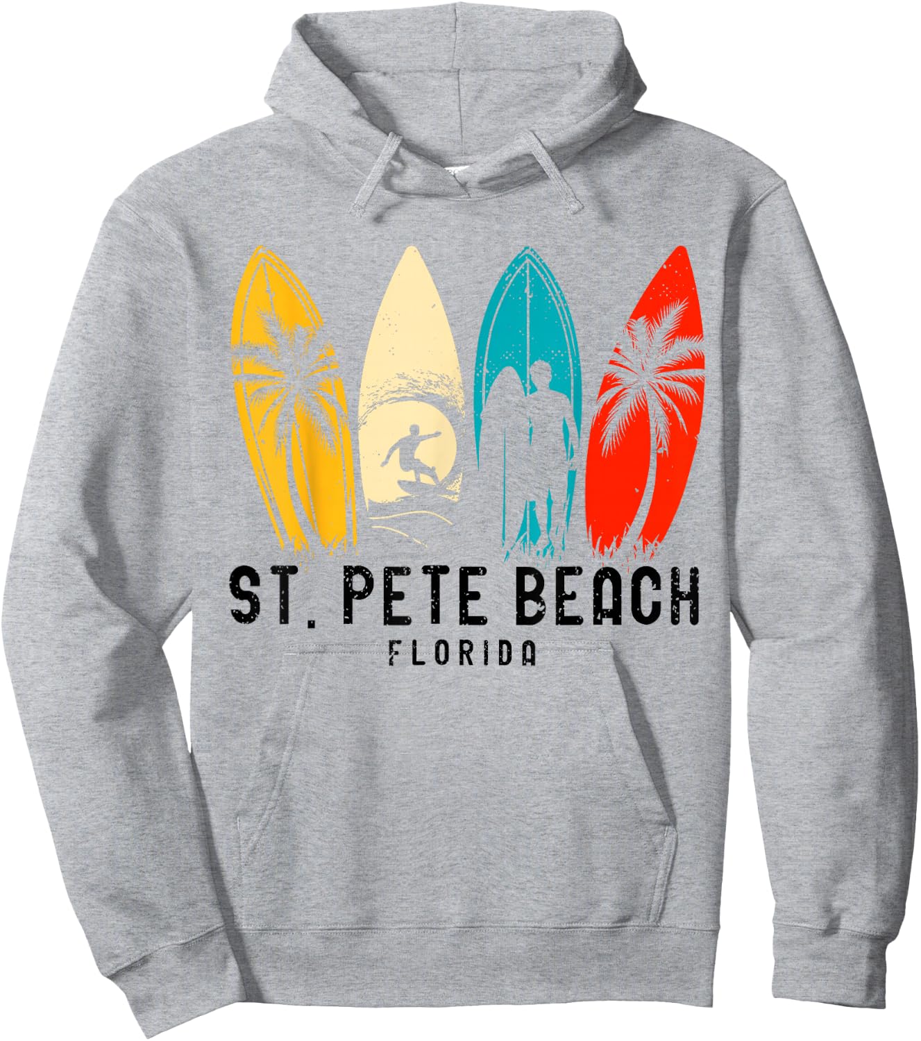 Vintage St Pete Beach Florida Surfboarder Hoodie - Hoodie | Ash