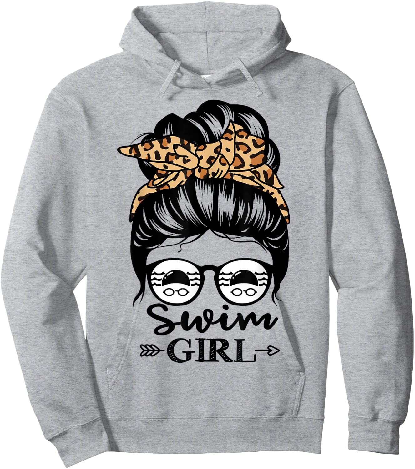 Swim Girl Messy Bun Hair Funny Swimmer Hoodie - Hoodie | Ash