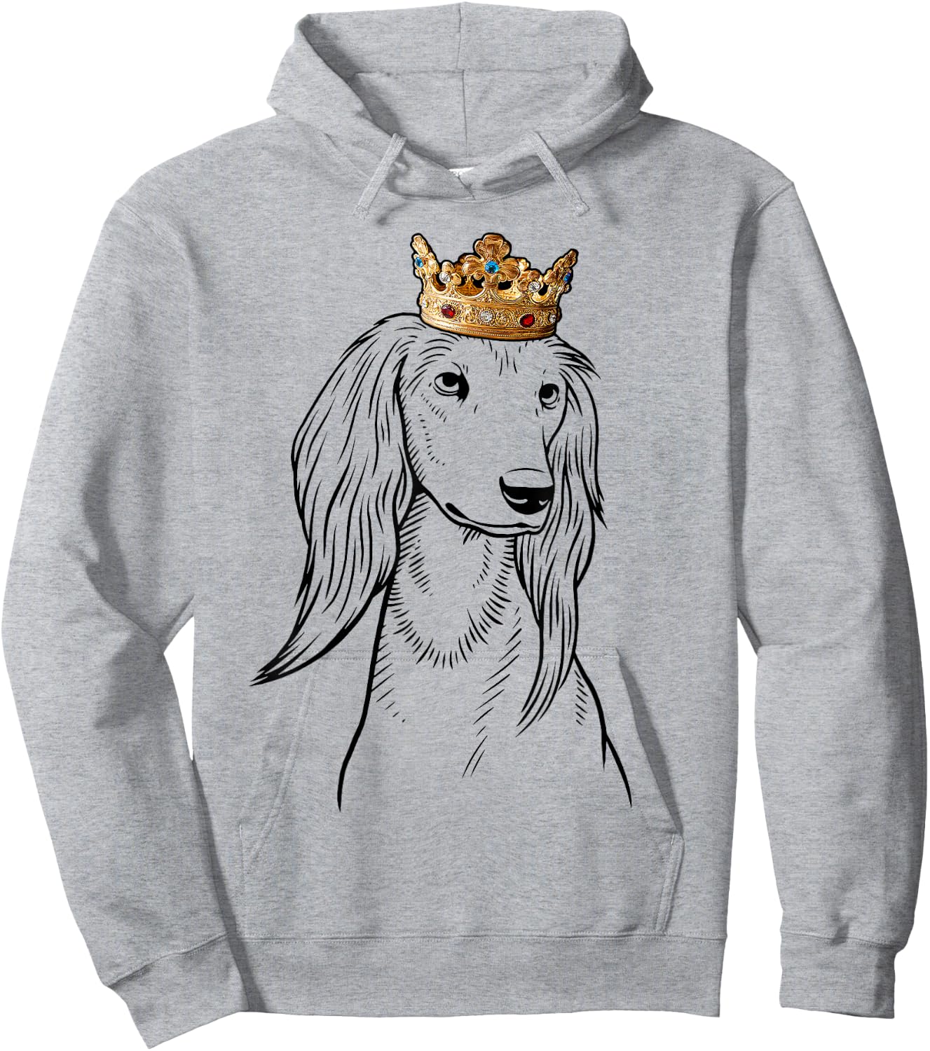 Saluki Dog Wearing Crown Hoodie - Hoodie | Ash