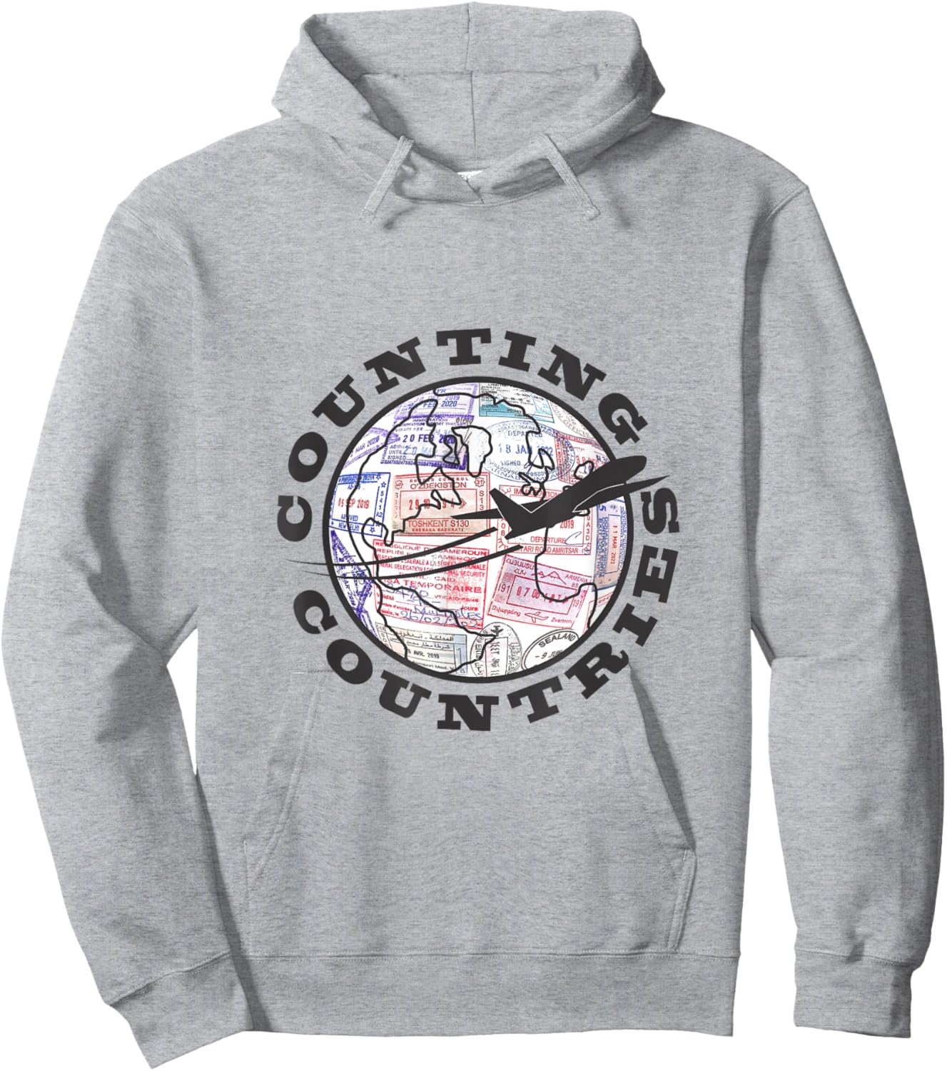 Counting Countries, Front Logo, Black Airplane Hoodie - Hoodie | Ash