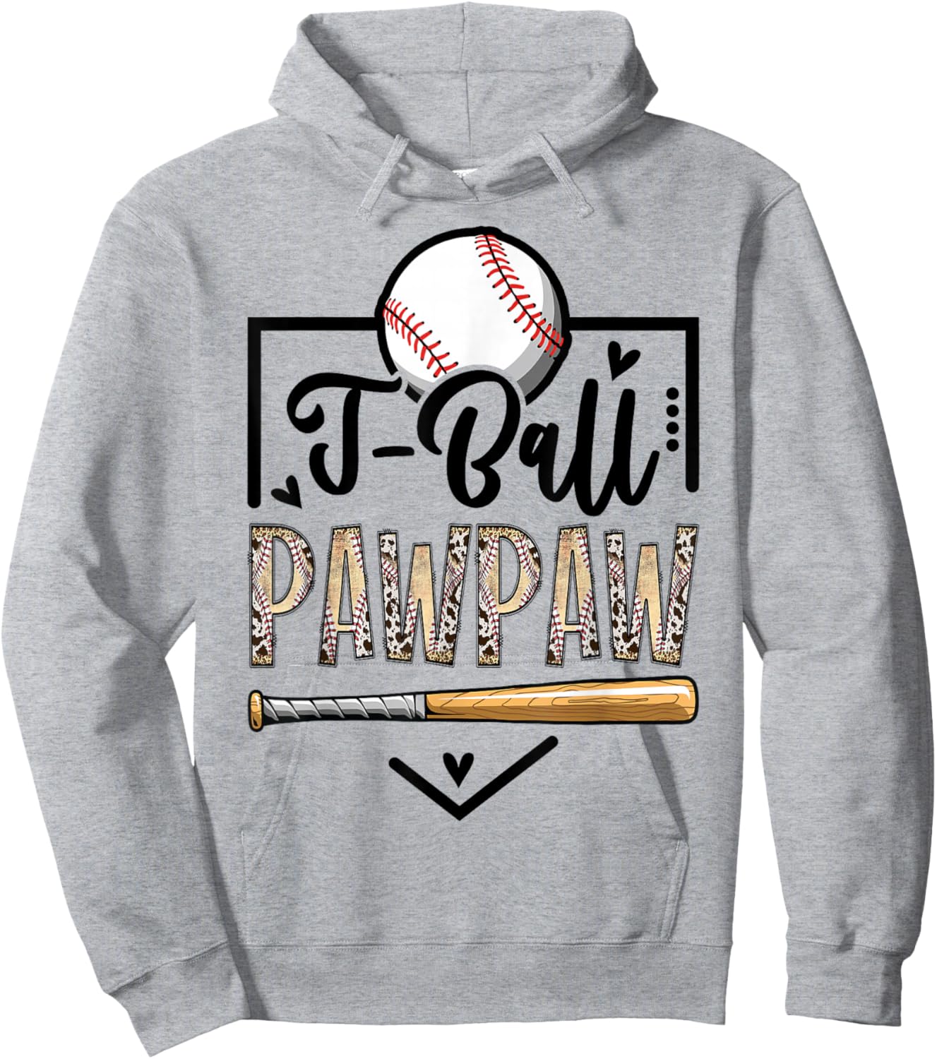 T-Ball Pawpaw Leopard Funny Ball Game Day Hoodie - Hoodie | Ash