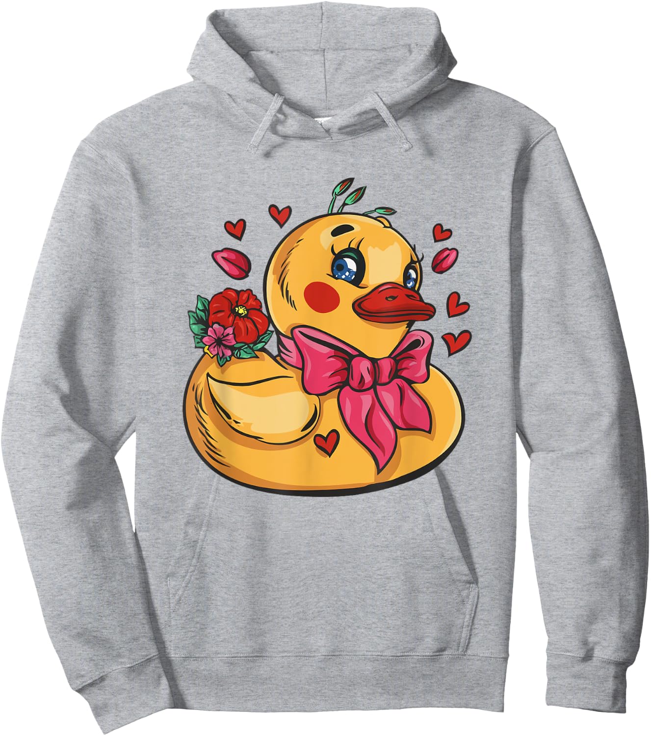 Rubber Duck Hearts Flowers Valentine's Day Hoodie - Hoodie | Ash