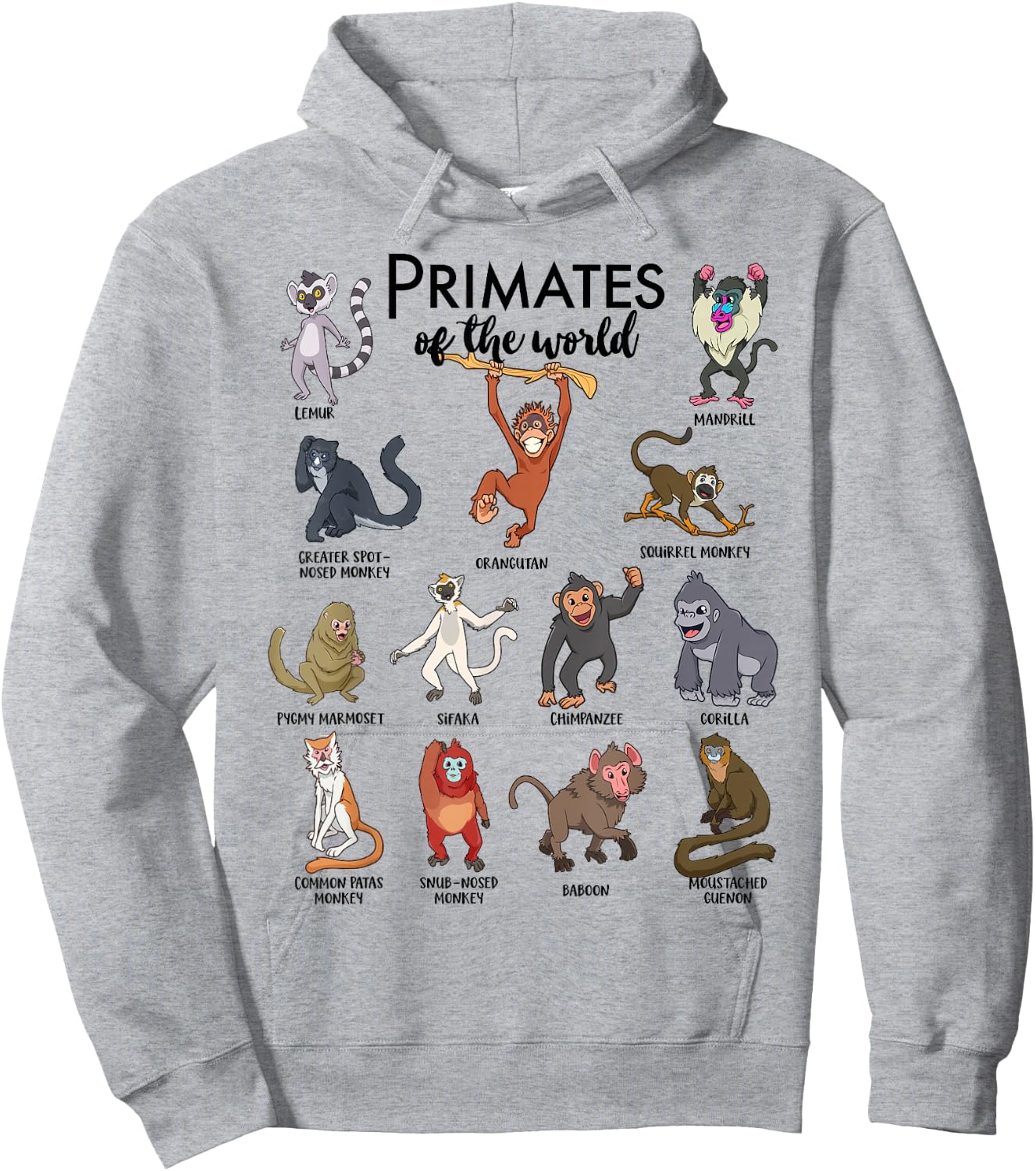 Different monkeys - types of primates Hoodie - Hoodie | Ash