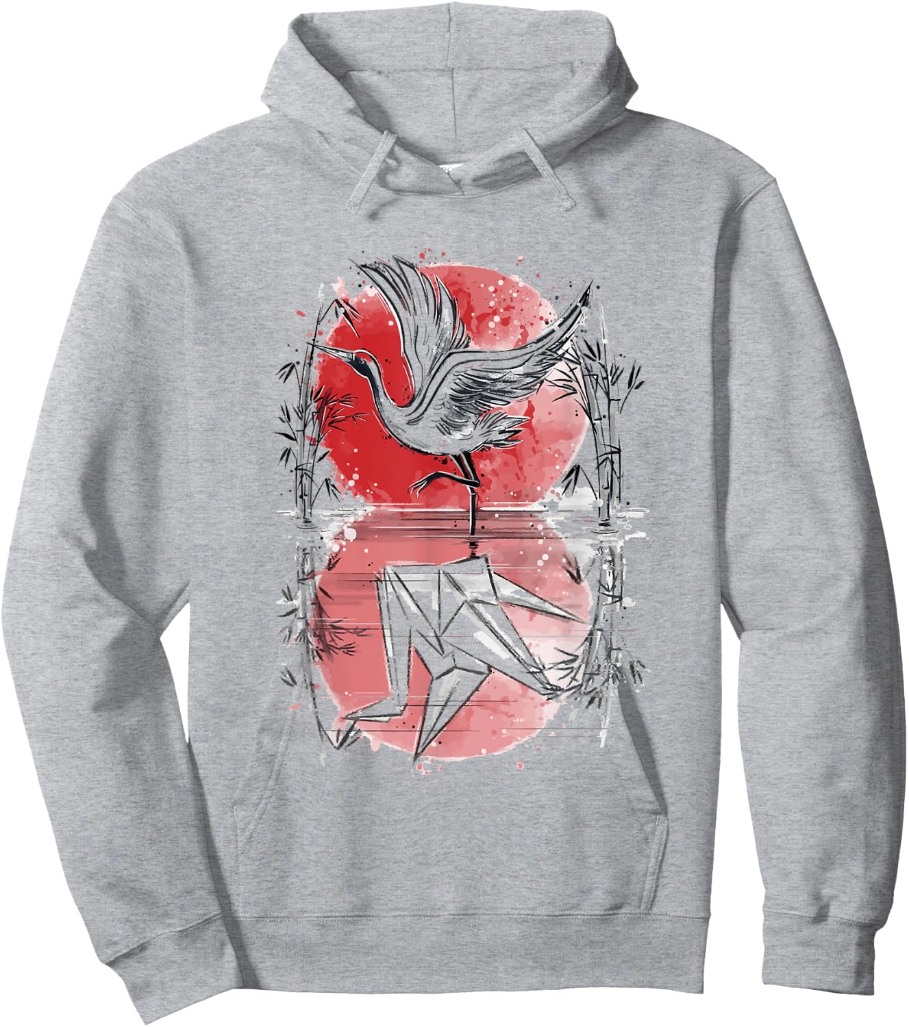 Peace Origami Crane Japanese crane flying Hoodie - Hoodie | Ash